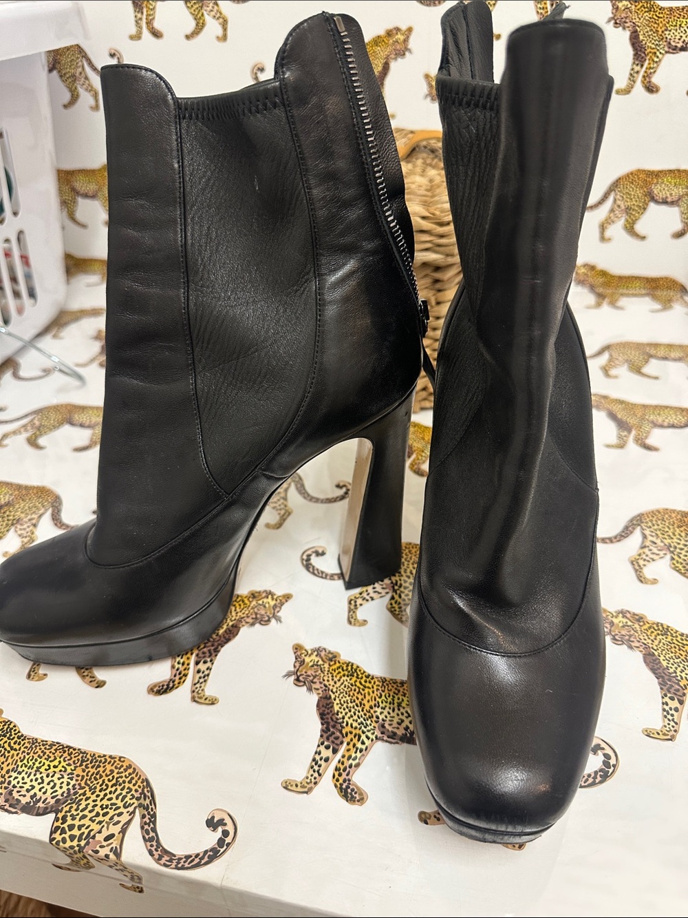Women's Black High Heel Ankle Boots - miu miu - size 38